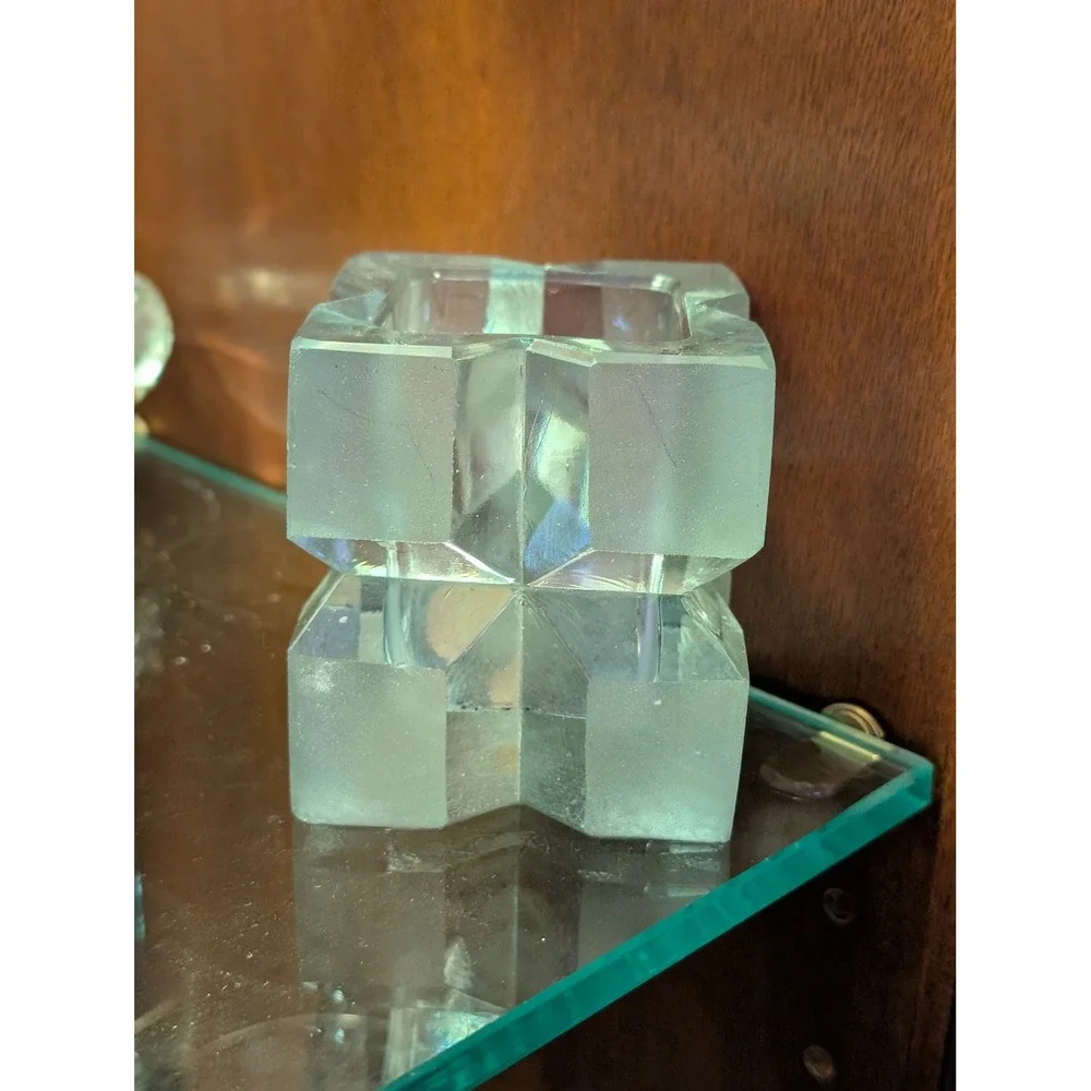 Vintage Silvana Ragusa-Modica‎ Italian Art Glass Geometric Vase Lavender Giorgio